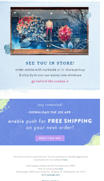 Anthropologie’s Spring email newsletter.